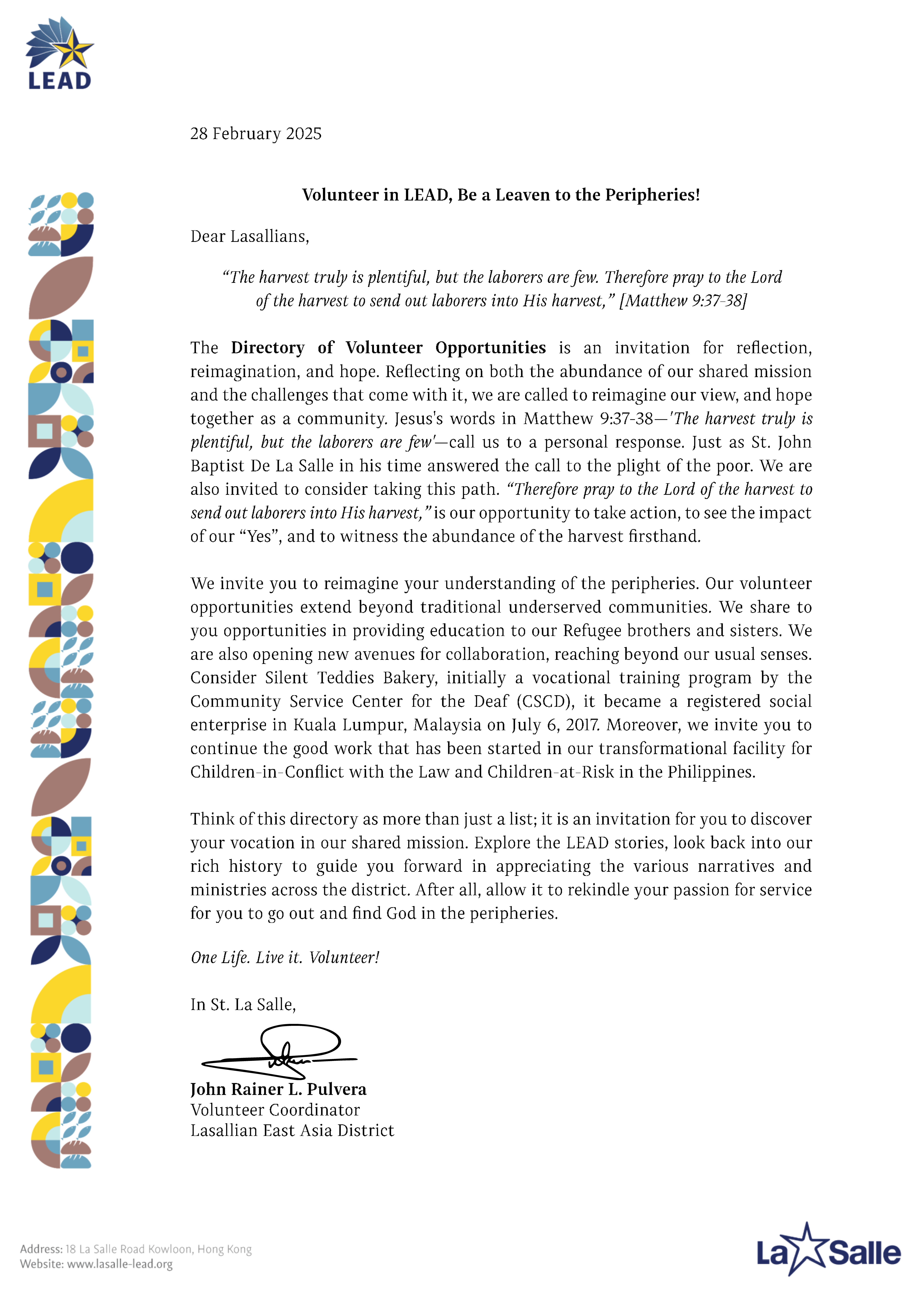 LEAD DOVE 2025 Cover Letter